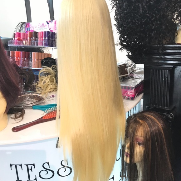 blonde 613 human hair Blende Long Lacefront New - Picture 6 of 7